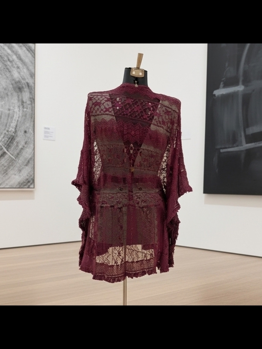 Lane Bryant Burgundy Open-Front Cotton Lace Kimono Cardigan Topper Size Free